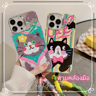 🔥สไตล์ใหม่🔥เคสไอโฟน iphone 11 14 Pro Max ins สไตล์กราฟฟิตี แมว สร้อยข้อมือ เคส iphone 12 13 Pro Case for iPhone