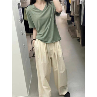 กางเกงขายาวผ้าคอตตอน VANILLA LOOSE COTTON PANTS