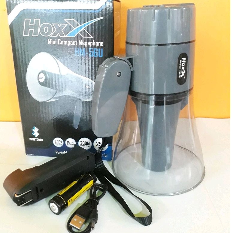 โทรโข่ง HOXX HM-56U ขนาด 5 นิ้ว USB, SD การ์ด, ไซเรน, บันทึกเสียง Megaphone  HM-56U (สีใส-ดำเทา) เชื