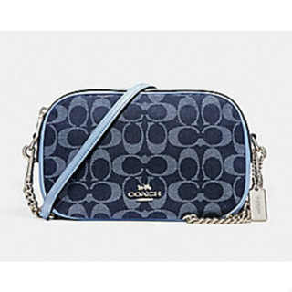 แท้ มือหนึ่ง ตำหนิเบา COACH ISLA CHAIN CROSSBODY IN SIGNATURE DENIM (COACH F25878) SILVER/DENIM