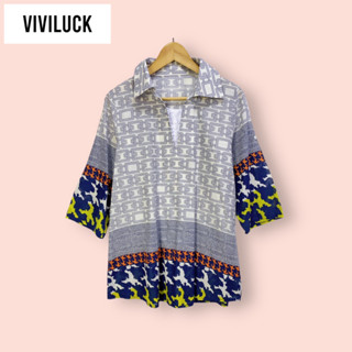 เสื้อ Viviluck ผ้าคอตต้อน100%เนื้อดี ไซด์ -  M-L   อก 41 ยาว 29 นิ้ว เสื้อทรงสวยน่ารักมาก ตัวยาว ลายสวย ผ้าดีทิ้งตัวสวย