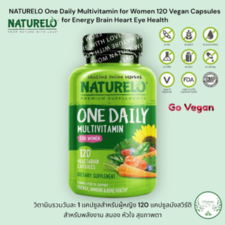 NATURELO One Daily Multivitamin for Women 120 Vegan Capsules for Energy Brain Heart Eye Health วิตามินรวม ผู้หญิง