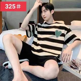 🧸🔥M-4XL(ราคาถูกที่สุด) ชุดนอนผู้ชาย， ผ้าฝ้ายเนื้อนุ่ม， ลายการ์ตูน，หลากหลายรูปแบบ， ขาสั้น+เสื้อยืด