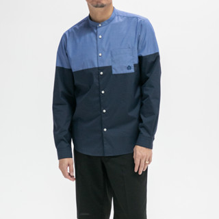 TAKEO KIKUCHI เสื้อเชิ้ตแขนยาว COTTON POLY MANDARIN CONTRAST SHIRT