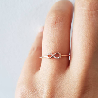 แหวนเพชรแท้ : แหวนเพชรแท้ Mini Infinity Pink Gold 18k _ThankyouJewelry