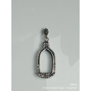 PRKMSilver925 Prok Makham amulet casing inner size 11x22mm กรอบพระเงินแท้925 ทรงปรกมะขาม ขนาดภายในประมาณ 11x22mm