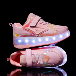 LED SHOES 2 ล้อรุ่นล้อพับได้โรลเลอร์สเก็ตรองเท้าสเก็ตบอร์ดใหม่ รองเท้าสเก็ตชายและหญิงแบบมีล้อ