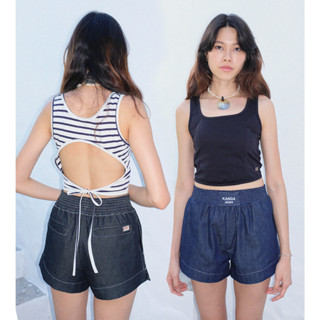 All Day Shorts Jeans กางเกงยีนส์เอวสม็อค | Kanda Jeans