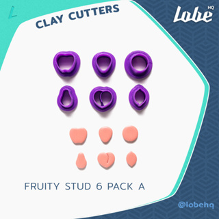 Fruity Stud 6 Pack A Clay Cutter/ Size 12.7/ Clay Tools/Polymer Clay Cutter/ แม่พิมพ์กดดินโพลิเมอร์รูปทรงผลไม้รวม 6 ชิ้น