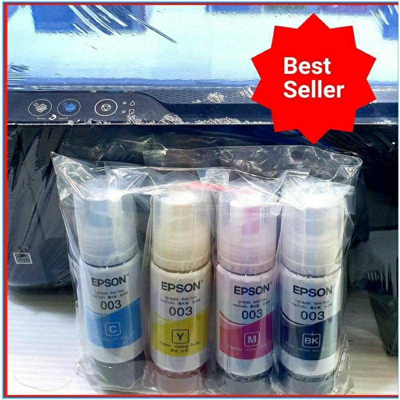 EPSON ink #003 ของแท้  4 ขวด (ไม่มีกล่องสำหรับ เติม Printer ปริ้นเตอร์  L1110,L3100,L3101,L3110,L315