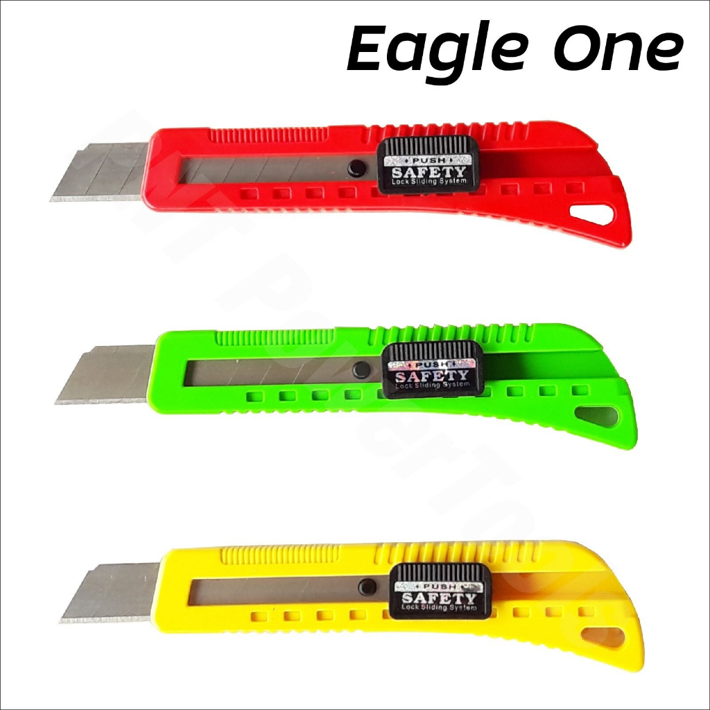 มีดคัตเตอร์ ขนาด 18 mm. มีดคัทเตอร์ใหญ่ Eagle One ใบมีด 60 องศา (คละสี) 1 อัน