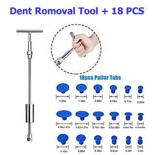 【Good_luck1】เครื่องมือกำจัดรอยบุ๋ม Car Dent Paintless 1 T BAR Dent Romoval Tool + 18 PCS