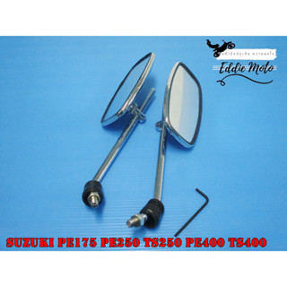 SUZUKI PE175 PE250 TS250 PE400 TS400 SIDE MIRROR SET  (LH&amp;RH) “2 PCS” // กระจกมองข้าง สินค้าคุณภาพดี