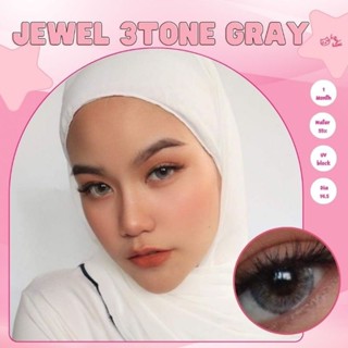 คอนแทคเลนส์ รุ่น Jewel 3 Tone สีเทา/ตาล Gray/Brown มีค่าสายตาปกติ (0.00) เปลี่ยนแทนทุกเดือน