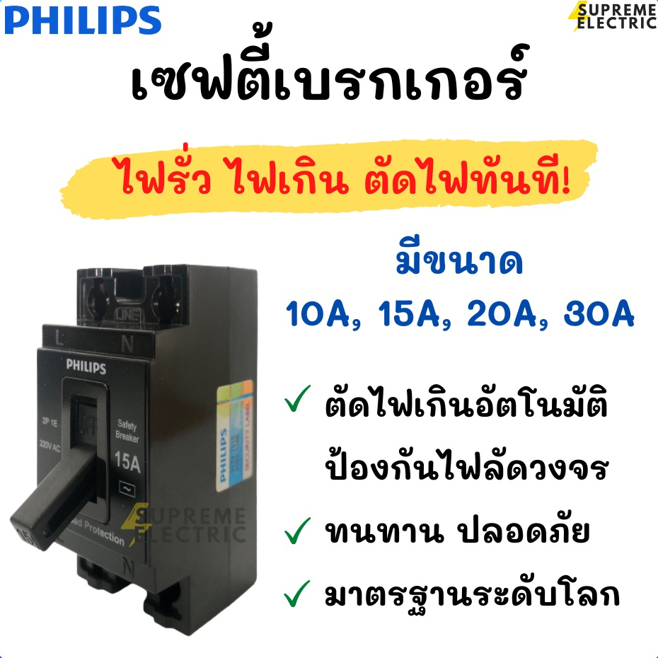 เบรกเกอร์ฟิลลิปส์  Philips 10-30A คุมเครื่องใช้ไฟฟ้า แอร์ เครื่องซักผ้า ทำน้ำอุ่น ฯ