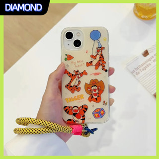 💲คูปองเคลม💲เคสไอโ case for iphone 11 12 เสือน่ารัก ด้วยเชือกเส้นเล็ก เคส 14 13 12 11 pro max วัสดุ imd ป้องกันการตก