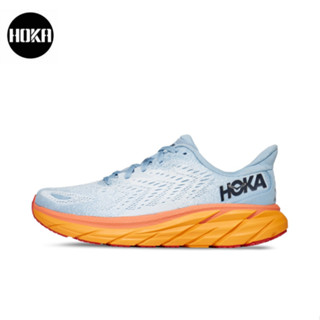 HOKA ONE ONE Clifton 8 Blue orange ของแท้ 100 %  Sports shoes Running shoes style