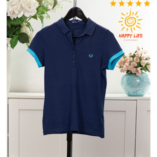 เสื้อมือสอง FREDPERRY เสื้อคอปกแขนสั้น ผ้าคอตตอนยืดได้ ใส่สบายไม่ร้อน ผ้าดีนุ่มยืด  น่ารัก  สีกรมท่า ไซ้ส์36