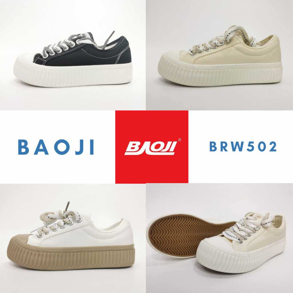 Baoji502 รองเท้าผ้าใบแฟชั่น รองเท้าผ้าใบบาโอจิ เสริมส้น​ 4 cm. รุ่น BRW502