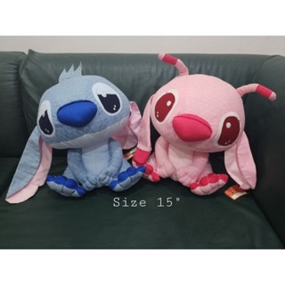 ตุ๊กตาคู่ lilo stitch angle แองเจิ้ล สติทช์ จากเรื่องลิโลแอนด์สติทช์ lilo&amp;stitch ลิขสิทธิ์แท้จากญี่ปุ่น Size 15 นิ้ว