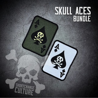 ตัวรีดติดเสื้อ ตัวรีดลายปัก อาร์มปัก Skull Aces Patch Bundle