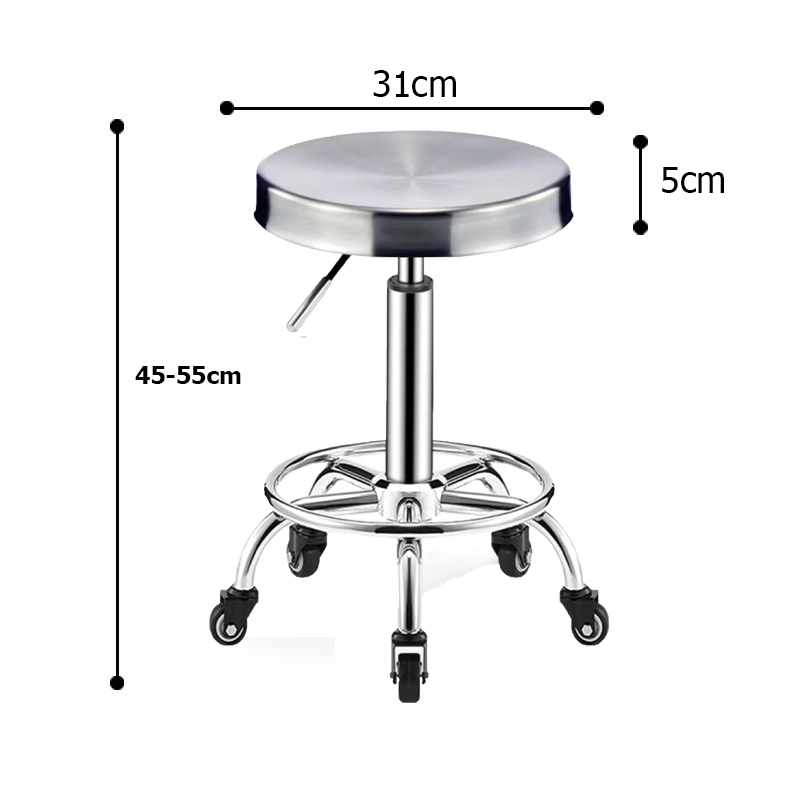 【One_boutique】เก้าอี้ สแตนเลส กลม ตรวจโรค หมุนได้ มีล้อใช้งานสะดวก  หมุนได้ 360 องศา แข็งแรง ทนทาน - รูปที่ 2