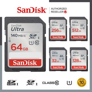 SanDisk Ultra SD Card Class10 U1 (SDSDUNB) 32GB 64GB 128GB 256GB 512GB SDHC SDXC Speed สูงสุด 150MB/s  เมมโมรี่การ์ด  สำหรับ กล้องมิลเลอร์เลส DSLR Mirrorless ประกัน10ปี