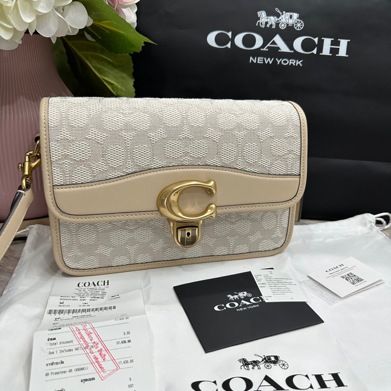 Coach Studio signature-jacquard shoulder bag กระเป๋าสะพายข้าง Coach มือสอง