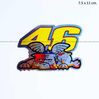 สติ๊กเกอร์ สะท้อนแสง VR46 เบอร์ 46 ลายสุนัข ขนาด 7.5 x 11 cm. วาเลนตีโน่ รอสซี่ รถแข่ง แต่งรถ สไตล์รถแข่ง