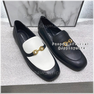 Charles &amp; Keith  รองเท้า Metallic Accent Round-Toe Loafers : CK1-70381008