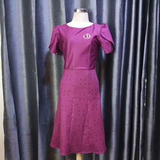 ชุดเดรสชุดคุณครู ไหมญี่ปุ่นสีบานเย็น size S.M