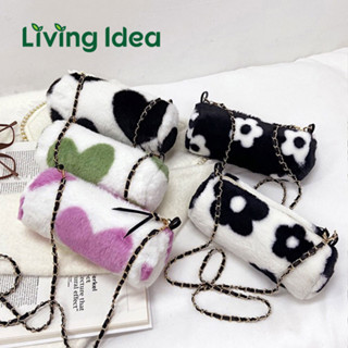 Living idea กระเป๋าแฟชั่น กระเป๋าสะพายข้าง ทรงหมอนขนนุ่ม สำหรับผู้หญิง