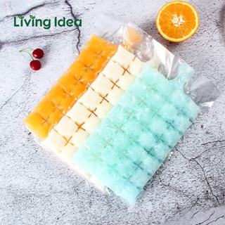 Living idea ถุงทำน้ำเเข็ง เเพ็ค 10 ชิ้น ทำน้ำแข็งได้ 240 ก้อน ที่ทำน้ำเเข็ง แม่พิมพ์ทำน้ำแข็ง