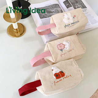 Living Idea กระเป๋าดินสอ กระเป๋าเครื่องสําอาง ใส่เหรียญ ผ้าลูกฟูก น่ารัก