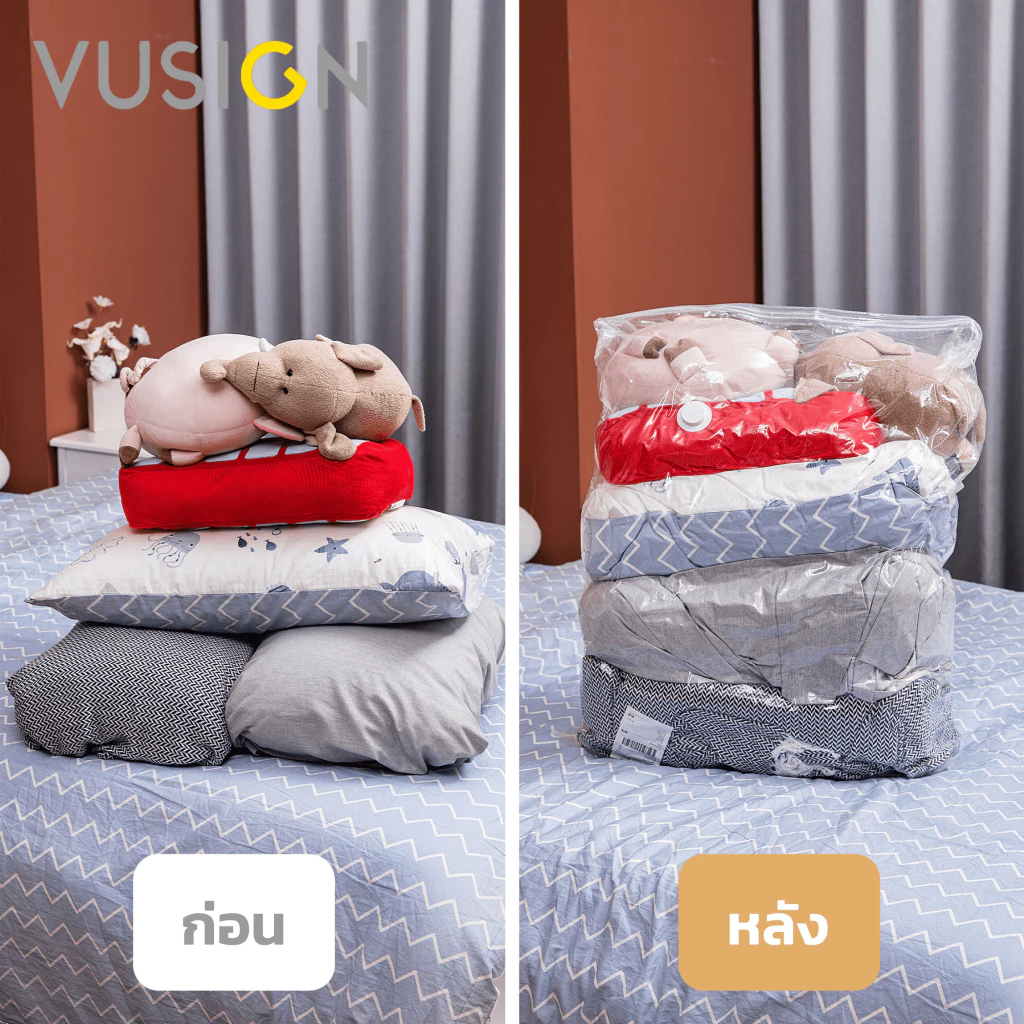 Vusign ถุงสูญญากาศ ถุงเก็บเสื้อผ้า ใช้เครื่องสูบ แบบใช้มือ ประหยัดพื้นที่ กันน้ำ Storage Vacuum Bag thumbnail 7