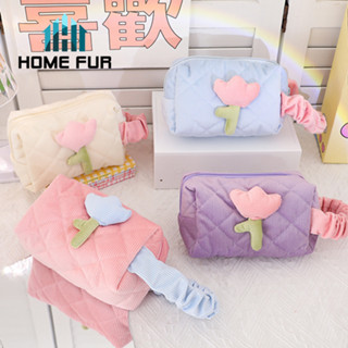 Home Fur กระเป๋าจัดระเบียบ กระเป๋าเครื่องสำอาง ผ้าลูกฟูก รุ่นใหม่ สีหวานละมุน มี 2ขนาดให้เลือก