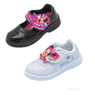 รองเท้านักเรียน เด็กผู้หญิง นักเรียนอนุบาลหนังดำ และ พละสีขาว Adda ลาย Minnie Mouse รุ่น 41G95/41C17 (ไซส์ 25-35)