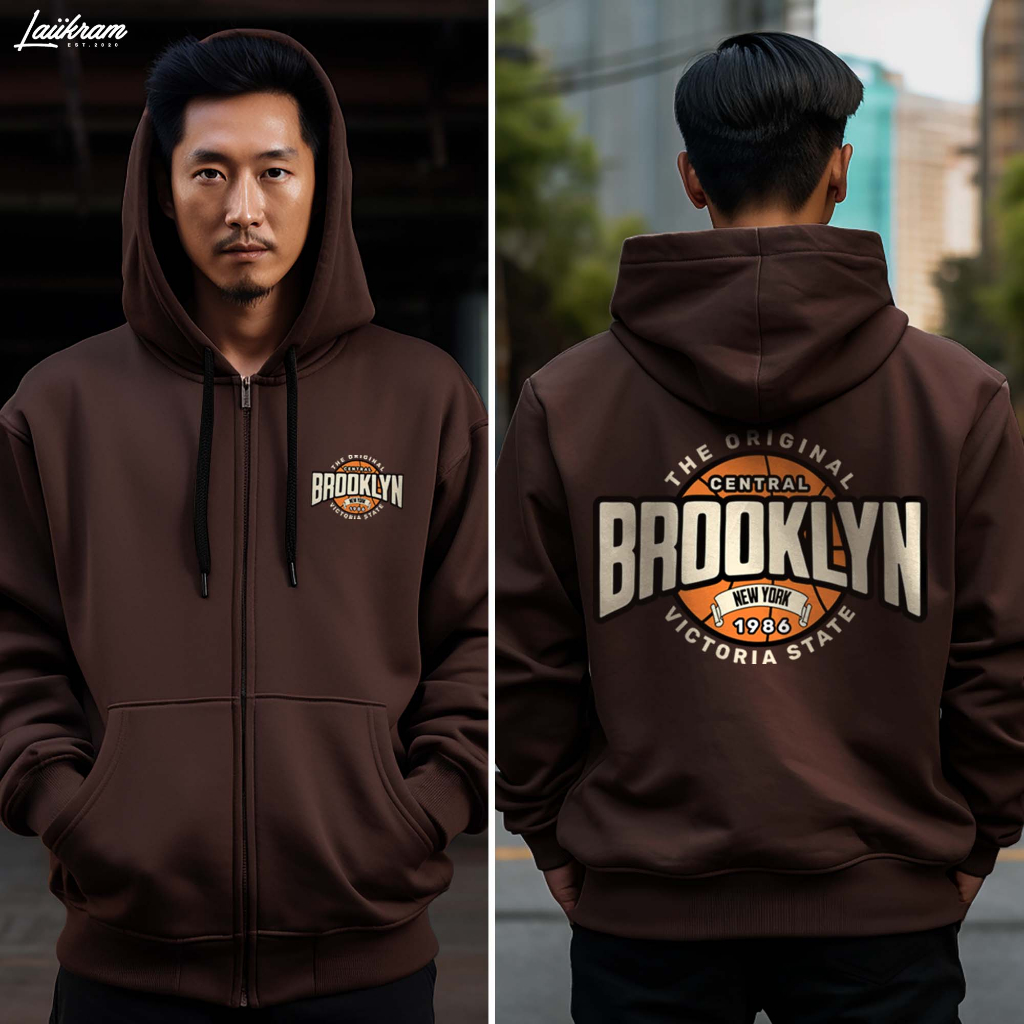 (LH-41)เสื้อคลุมกันหนาวมีฮู้ด Zip-Up Brooklyn ผ้าหนานุ่มใส่สบาย