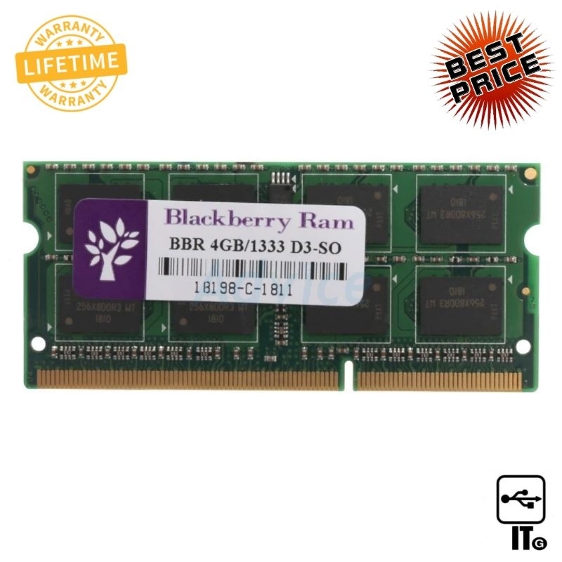 RAM DDR3(1333, NB) 4GB BLACKBERRY 16 CHIP ประกัน LT. แรมโน๊ตบุ๊ค  NOTEBOOK DDR3