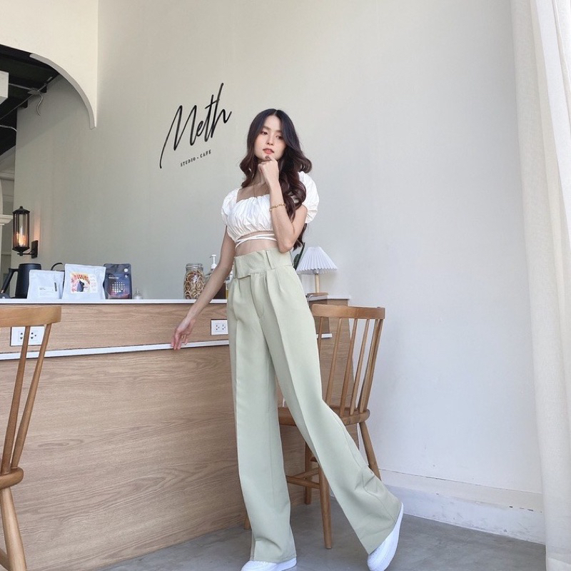 ส่งต่อกางเกงขายาว สีมัชฉะ S PBpants