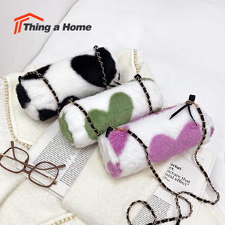 Thing  a Home  ✿ กระเป๋าแฟชั่นสะพายไหล่ สไตล์เกาหลี กระเป๋าผ้าขนนุ่ม สายโซ่เรียบหรูดูแพง สินค้าพร้อมส่ง ✿