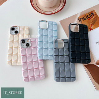 ꒰พร้อมส่ง🤍꒱ เคสไอโฟนงานมินิมอล : ลายตาราง (bubble case) กันลื่น กล้องเงา สำหรับ i7+ - 14pm