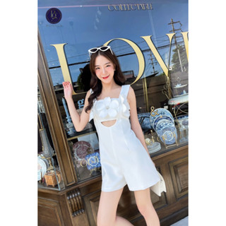 ราคาถูกที่สุด!! Boniga(โบนิก้า) Jumpsuit จั้มสูทขาสั้น WHITE