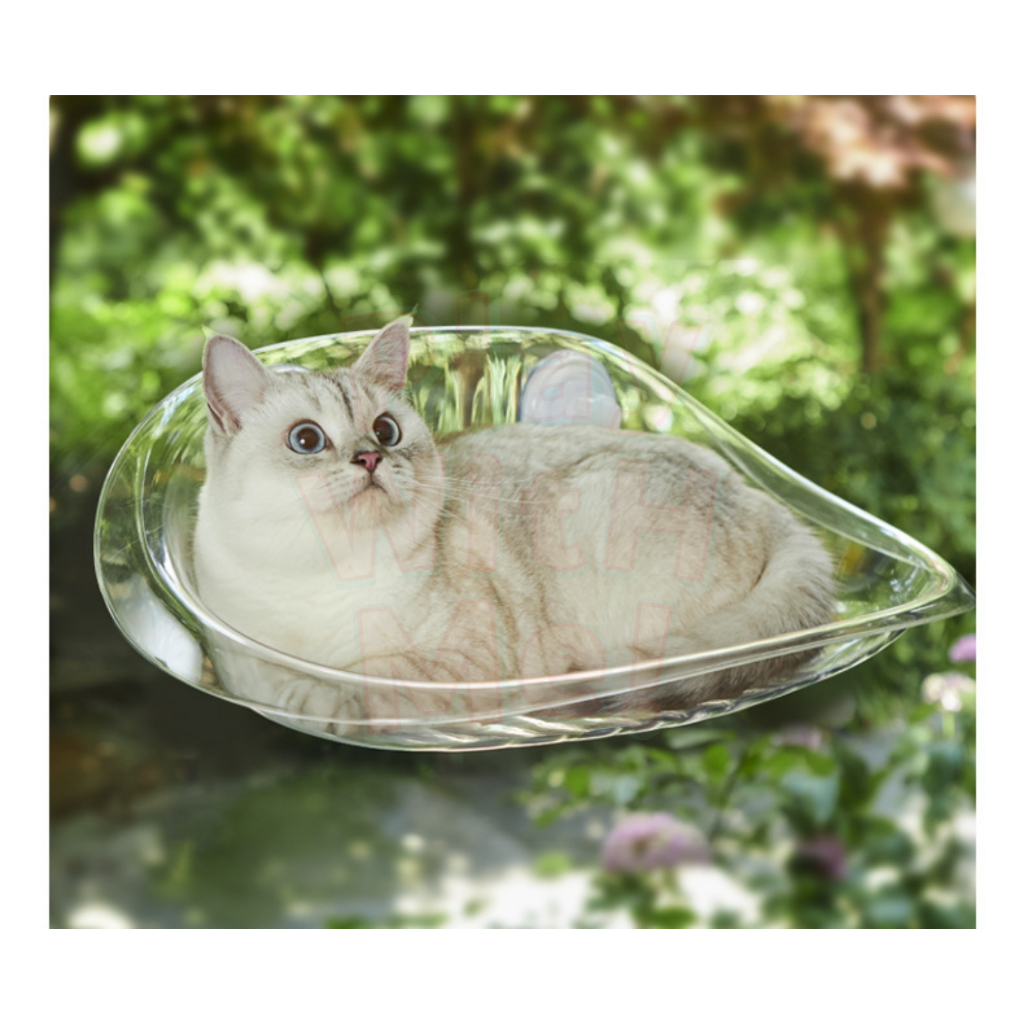 ✅พร้อมส่ง✅ เปลแมวติดกระจก สีใส เห็นใต้ท้องแมว เปลแมว ที่นอนแมว