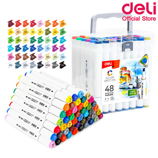 Deli 70803-48 Sketch Marker 48 Colors ชุดปากกามาร์กเกอร์ 2 หัว 48 สี มาร์กเกอร์ สี สีวาดรูป อุปกรณ์วาดรูป เครื่องเขียน อุปกรณ์การเรียน