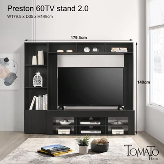 Tomato Home ชุดตู้ชั้นวางทีวี Preston 2.0 TV60นื้ว | ชั้นวางทีวี ตู้วางทีวี | เก็บของได้เยอะมาก