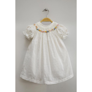 Mini Smock สม็อคเดรส เดรส น่ารัก A004-ขาว