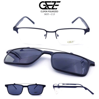 กรอบแว่นสายตาGEZE Clip-On รุ่น 9035-C13 สีดำ คลิปออนแม่เหล็ก เลนส์กันแดดPolarized