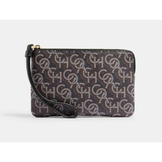 Coach - Corner Zip Wristlet With Signature Monogram Print