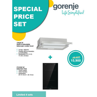 [0% 10 เดือน] (Gorenje) เครื่องดูดควัน TH62E3X + เตา Induction รุ่น IT321BCSC